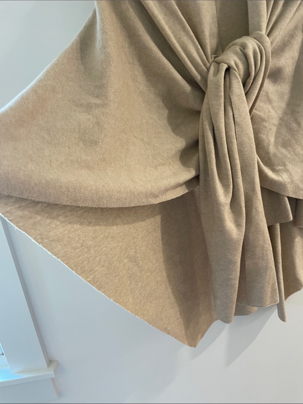 Beige Drape Front Knit Cape - Picture 4 of 4